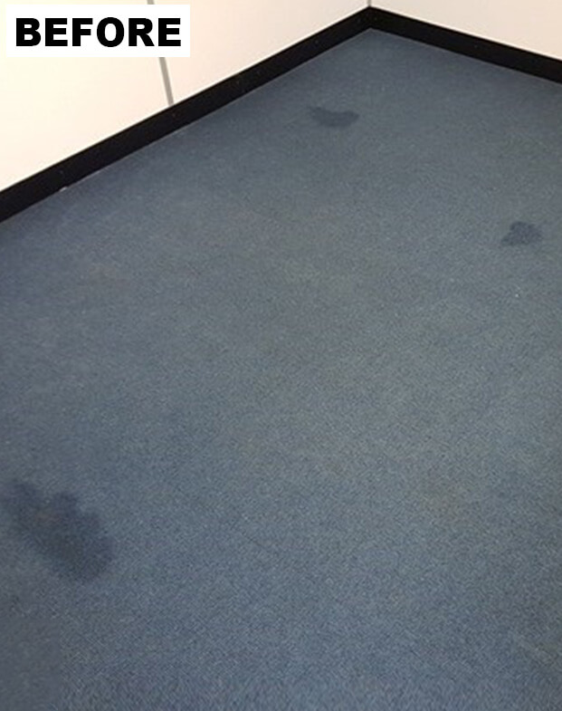 Dark carpet covered in stains